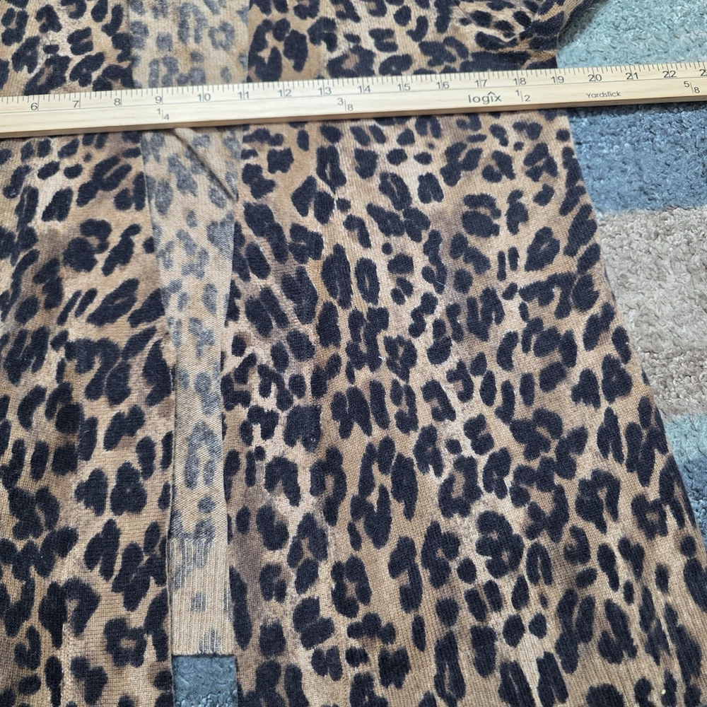 Charter Club 100% Cashmere Leopard Print Cardigan Open Front Women’s Sweater - Picture 5 of 6